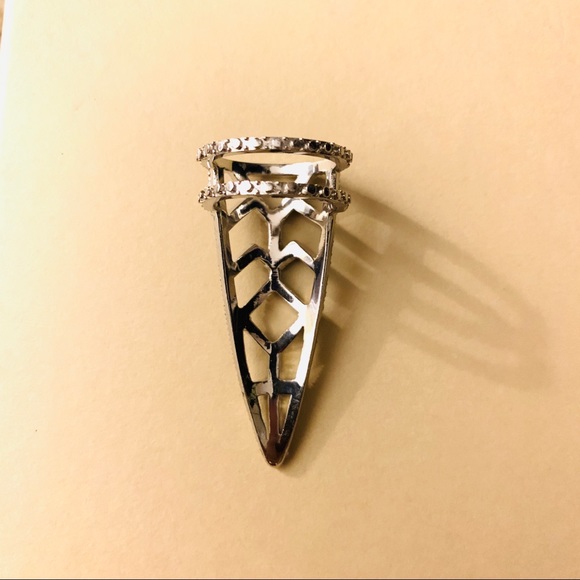 Silver BCBG Pyramid Pave Ring - 7 - Picture 2 of 3